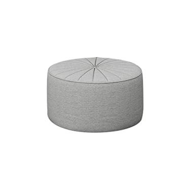 Imagem de Puff Decorativo Sala De Estar Round Linho Cinza G45 - Gran Belo