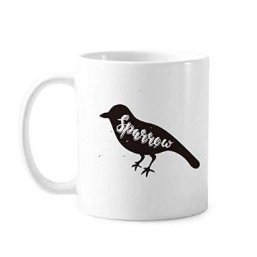 Imagem de Sparrow Caneca de animal preta e branca cerâmica cerâmica xícara de café porcelana louça