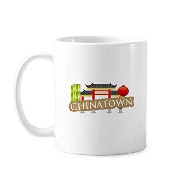 Imagem de Caneca de porcelana de café de cerâmica com lanterna de bambu marrom China Town
