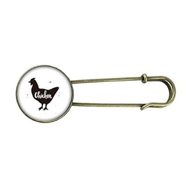 Imagem de Broche de metal retrô de galinha preto e branco animal