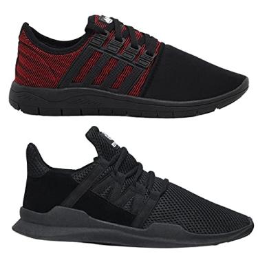Imagem de Kit 2 Tênis Caminhada Corrida Academia Fitness Leve Macio Confortável - Black - 45