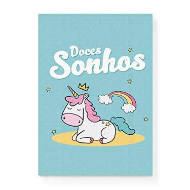 Imagem de Arte Maníacos Quadro Decorativo em Tela Canvas Unicórinio Doces Sonhos - 23x16,25cm