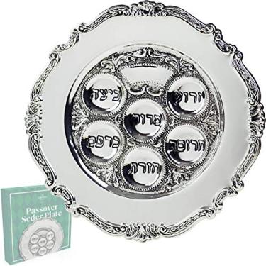 Imagem de Prato de Seder Tradicional da Páscoa com Menor Preço 30,5 cm (Banhado a Prata, Único)