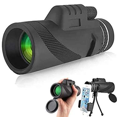 Imagem de Telescópio monocular, prisma 40X60 Power BAK4 e monóculo FMC com tripé de suporte para smartphone - à prova d'água para observação de pássaros, acampamento e viagem