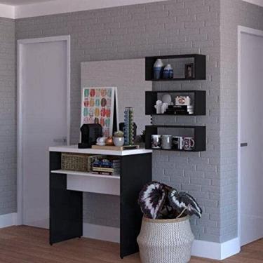 Imagem de Conjunto Balin 1 Aparador e 3 Nichos Bramov Móveis Preto e Preto/branco