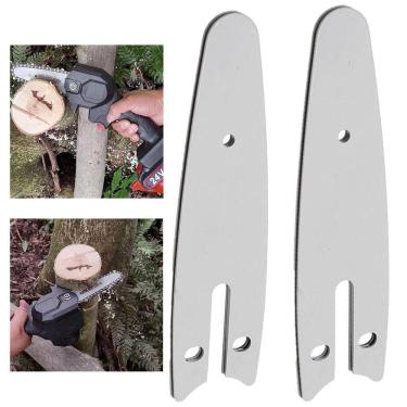Imagem de Placa Guia 4 Polegadas Kit 2 Uni Sabre De Mini Motosserra Reposiçao Jardim Podagem Corta Madeira Bambu
