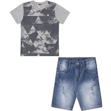 Imagem de Conjunto Infantil Masculino Camiseta E Bermuda Jeans BG/G45829-Unissex