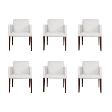 Imagem de Kit 6 Poltronas Nina Executiva Escritório Sala De Recepção Tecido Sintético - Branco - Cor: Branco