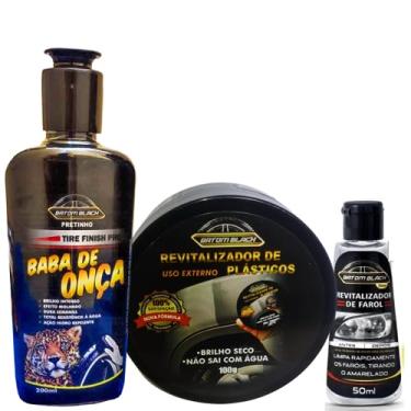 Imagem de Kit Pretinho Baba de Onça + Revitalizador de Plásticos + Limpa Farol