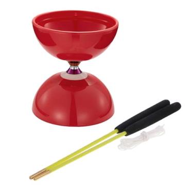 Imagem de Diabolo brinquedo brinquedo triplo rolamento alto desempenho flexível clássico habilidade brinquedo para jardim iniciantes pastagem adultos, Vermelho