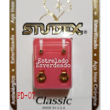 Imagem de Brinco Studex Classic 2Mm Tiffany Azul Pequeno Dourado