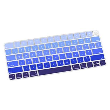 Imagem de Allinside Capa de teclado de silicone para teclado iMac Magic A2449/A2450, película protetora para teclado sem fio iMac 24 polegadas lançado em 2021, layout dos EUA, azul ombre