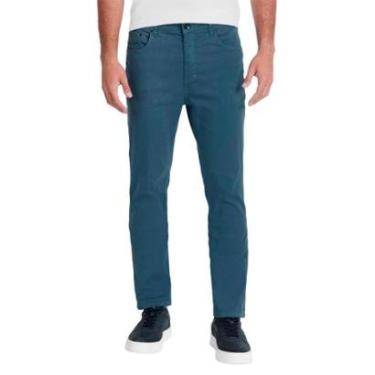 Imagem de Calça Aramis Masculina Sarja Slim Color Tinturada Azul Índigo-Masculino