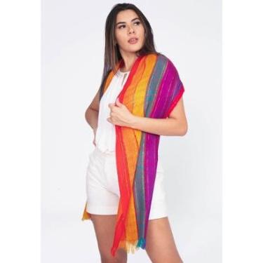 Imagem de Echarpe Lenço Feminino Panamá Colors Arco-íris - Único-Feminino