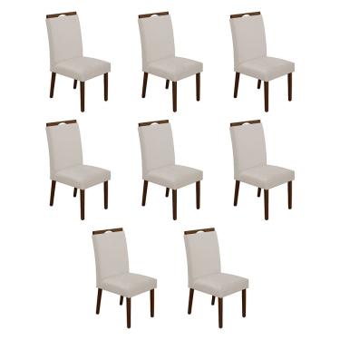 Imagem de Kit 8 Cadeiras De Jantar Madeira Maciça Natural Premium Heloísa Veludo Bege