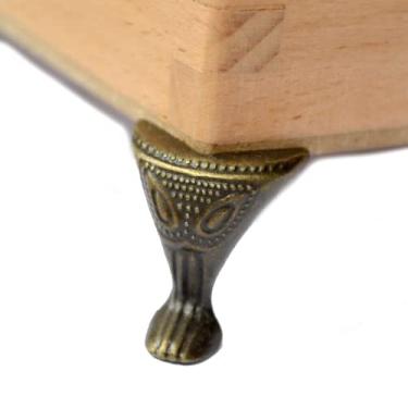 Imagem de 12 peças de caixa de madeira bronze vintage pernas de metal caixa de joias decorativa pés caixa de ferramentas de cobre suporte pé antigo retro presente protetor de canto tamanho pequeno (comprimento: