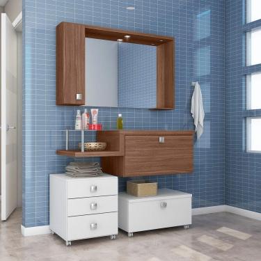 Imagem de Conjunto Armário Para Banheiro Vicenza Amendoa