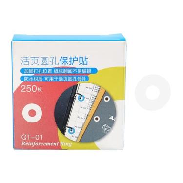 Imagem de Milageto Adesivos de reforço de buracos, 250 peças, página, folhas soltas, protetor de perfurador, etiquetas para arquivos de papelão, diários, projetos de, branco