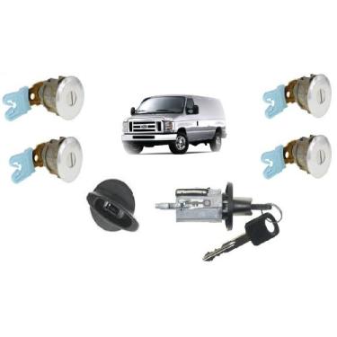 Imagem de Ford Econoline Van (E150~E250~E350) Fechaduras de porta com chave e interruptor de ignição com chave conjunto de trava cilíndrica para van de passageiros de carga e vagão de clube 1997-2012