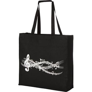Imagem de Sacola grande em lona reforçada com piano de música