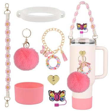 Imagem de Stanley Cup Accessories Set, Stanley 850.5 g 1,134.0 g Tumbler Accessories, incluindo tampa de palha de silicone e bota, alça de alça de garrafa de água, anel de silicone elástico, pingente de alça de