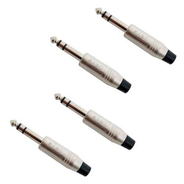 Imagem de Kit 4 conector plug santo angelo p10 estereo niquelado sa2x