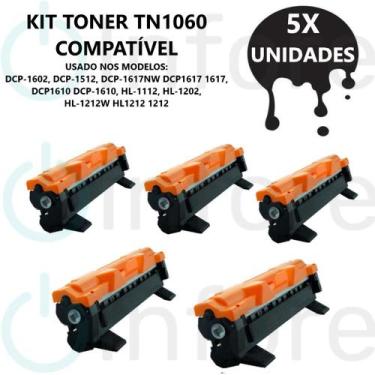 Imagem de Kit 5 Toner Compatível TN1060 Tn1060 Tn-1060 Tn1000 HL1202 1212 1512 D