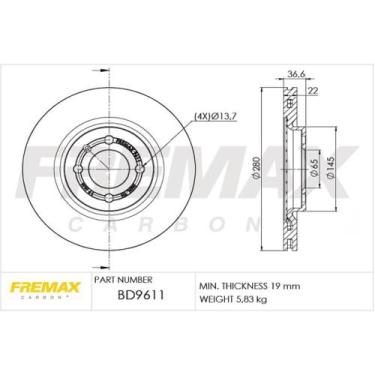 Imagem de Par Disco Freio Dianteiro Voyage 2012 a 2016 Fremax BD9611