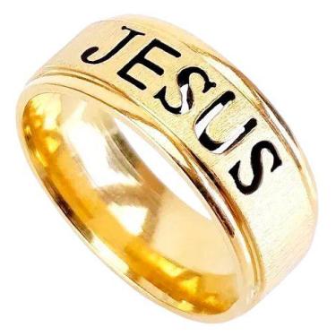 Imagem de Anel Jesus Dourado Aço Inox - Outros, 19