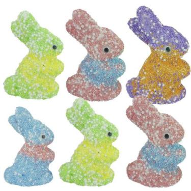 Imagem de Coelhos Decorativos de Isopor Coloridos 6 Peças 18cm - Aliança