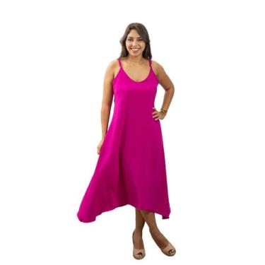 Imagem de Vestido Midi Solto Alça Fina Regulavel Viscose Duna De Bico - 40 Graus