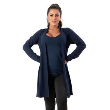 Imagem de Cardigan Kimono Feminino Canelado Manga Longa - JAVA MODAS, Marinho, G