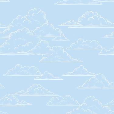 Imagem de Papel De Parede Vinílico Nuvens Branca E Azul Desenho Quarto 3m - DELI