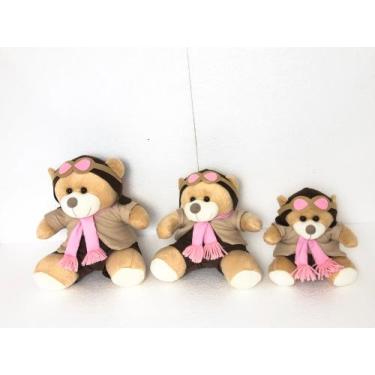Imagem de Trio De Ursinhos Para Nichos 15cm 20cm 25cm Coroa - Aviador - Menino -