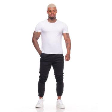 Imagem de Calça Jogger Masculina Slim Sarja Com Punho Elástico alfaiataria Swag 
