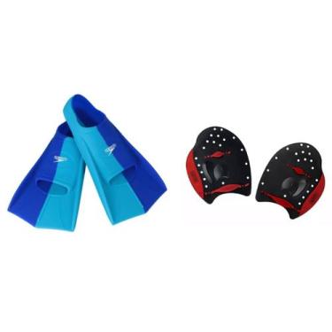Imagem de Kit Natação Speedo Nadadeira Dual Swim Fin + Palmar Power Paddles Trei