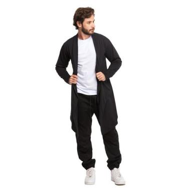 Imagem de Cardigan Plus Size Masculino Swag Kimono Sobretudo Blusa De Frio Manga