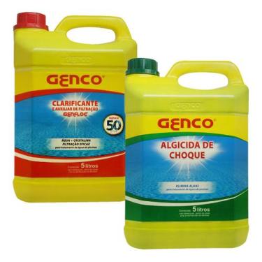 Imagem de Kit Produto de LImpeza Para Piscina 5L Algicida Choque + 5L Clarifican