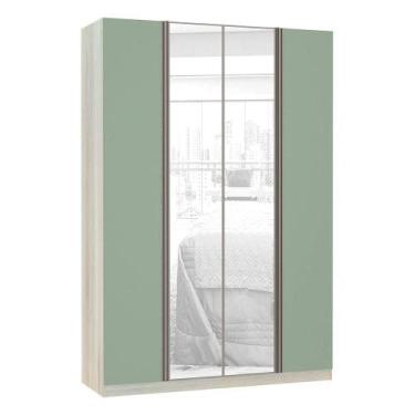 Imagem de Guarda-roupa 4 Portas 160 Cm Legno Crema Com Verde Jade - LUCIANE