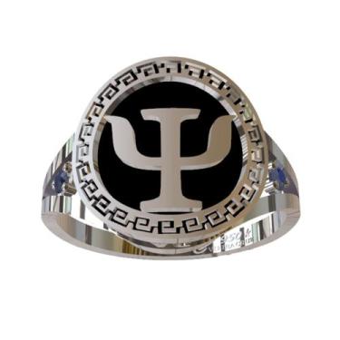 Imagem de Anel de Formatura Psicologia em Prata 950K - Vieira  Cruz Joias, Preto