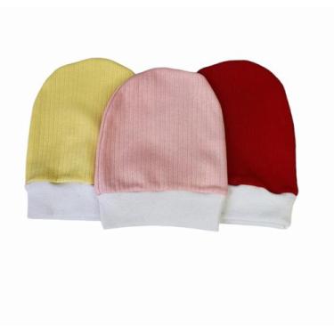 Imagem de Touca de Bebê kit com 3 gorros canelados - Confecções Castelo, Rosa