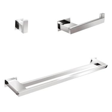 Imagem de Kit Acessórios Para Banheiros 3 Peças Inox - Kromus KITRT3A
