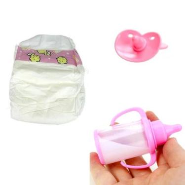 Imagem de Kit Mamadeira Mágica com Leite Artificial Chupeta e Fralda Acessórios 
