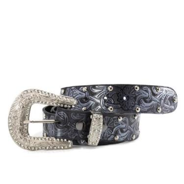 Imagem de Cinto Feminino Floral Luxo Country Chic com Cravos Fivela Strass - Pam