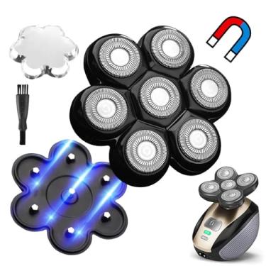 Imagem de Interface magnética universal 7 lâminas cabeças de substituição para barbeador de cabeça da série Freedom, cabeças de substituição universais molhadas e secas (7 lâminas, interface magnética)