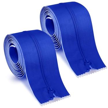 Imagem de Tigeen Porta com zíper resistente de 2 rolos para barreiras de poeira 2,1 m x 7,6 cm, estrutura autoadesiva, porta com zíper para acessórios de barraca de estufa (azul)
