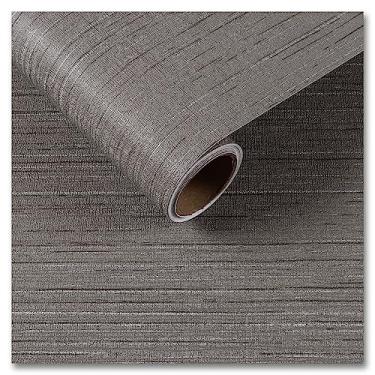 Imagem de CRE8TIVE Papel de parede texturizado removível em tecido de grama cinza escuro - cole e descasque, impermeável, papel de parede autoadesivo para banheiro, paredes de quarto - 30 x 899 cm