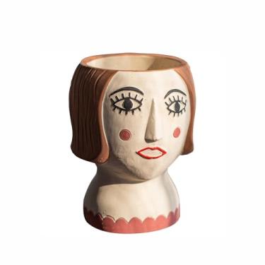 Imagem de LANDENGWANG Vasos de planta, rosto, planta, engraçado, cabeça de planta, vaso de suculentas, com orifício de drenagem, jardim de fadas, resina, cacto, suporte para lápis, rosto, vasos, cabeça, jardim,