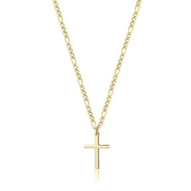 Imagem de Colar de cruz masculino TASBERN de aço inoxidável polido simples com pingente de cruz simples colar de joia religiosa simples presente para filho menino