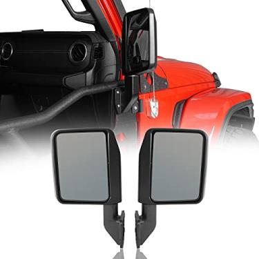 Imagem de Hooke Road Para espelhos retrovisores laterais Jeep compatível com Hooke Road Half Doors para Jeep Wrangler JK JL Gladiator JT 2007-2025 - 1 par, preto